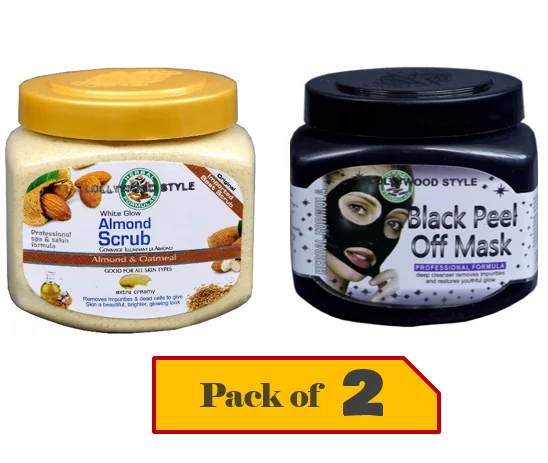 Pack of 2 - Almond Scrub & Black Peel-Off Mask